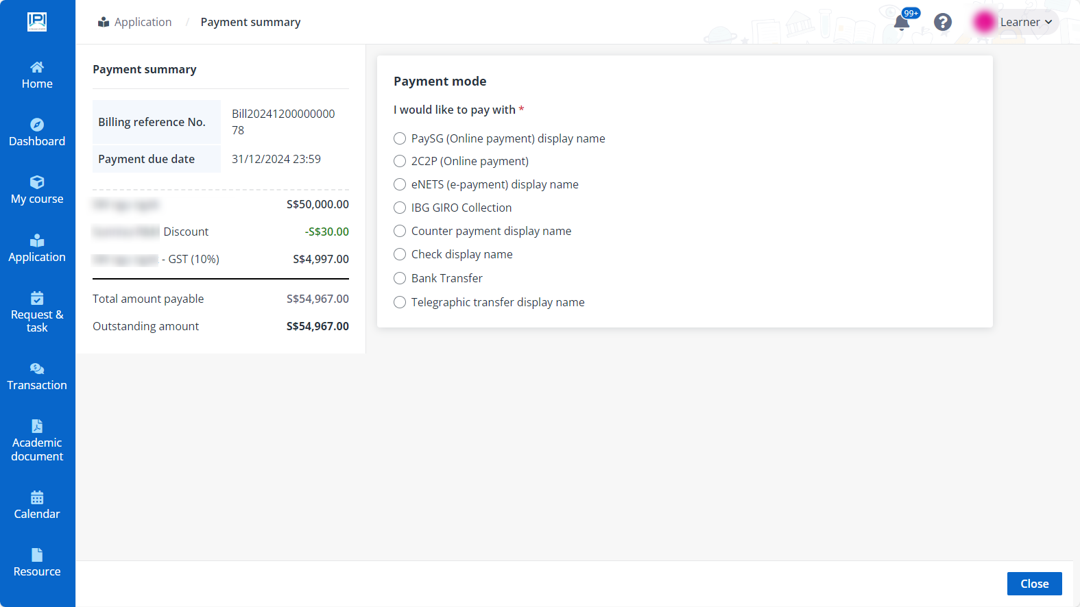 Make individual payment.
