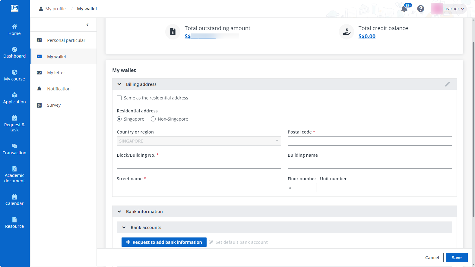 Edit billing address.