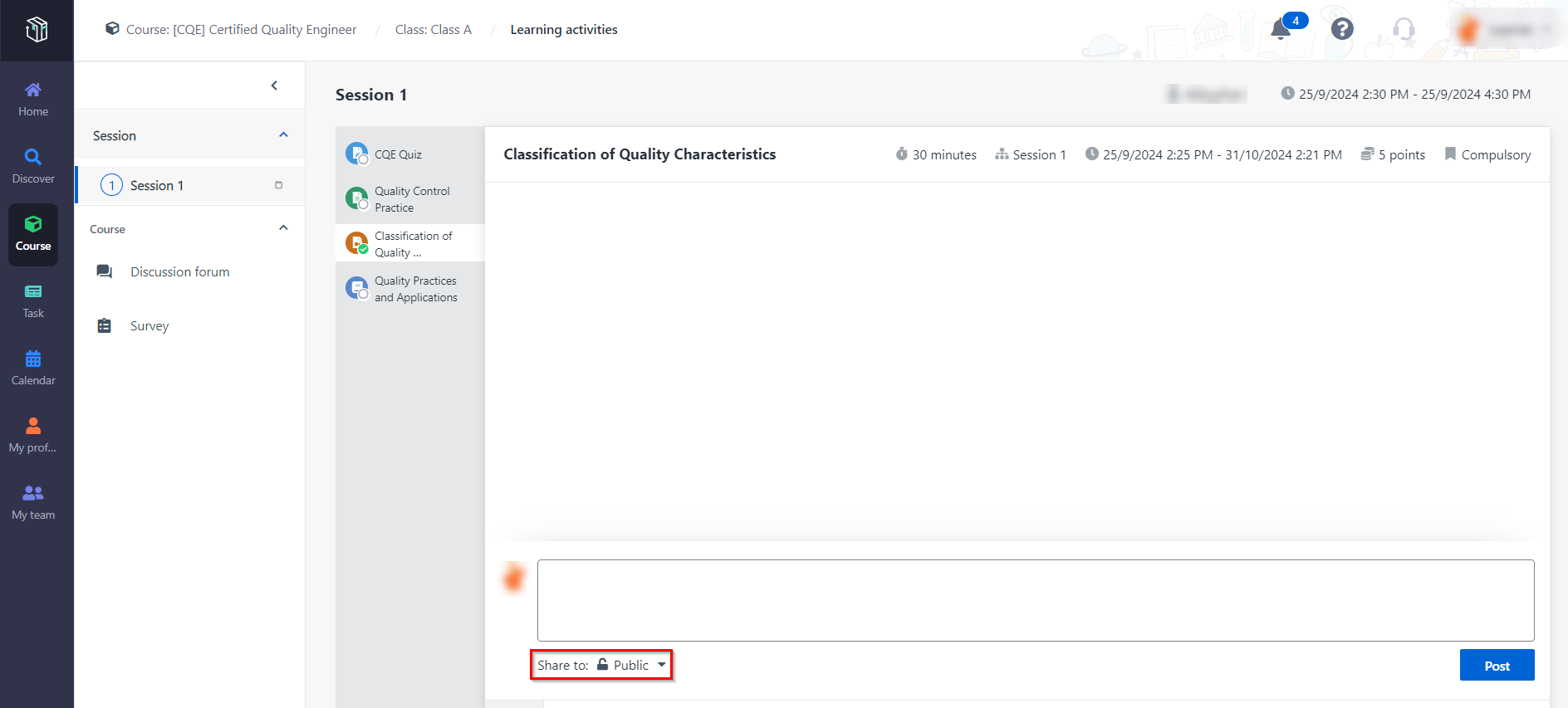 The Share-to drop-down list.