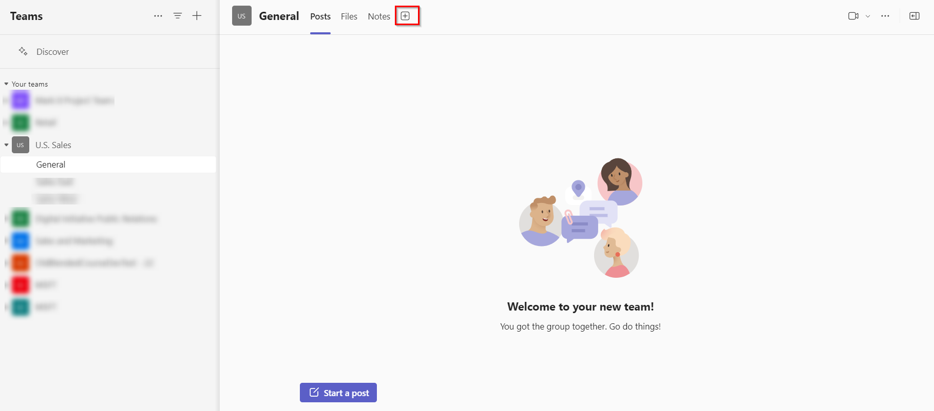 The Add a tab button.