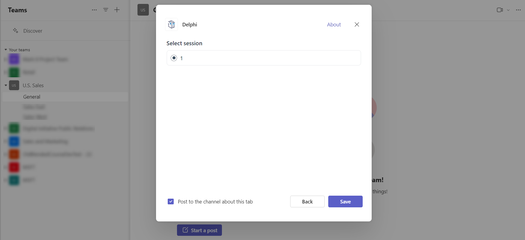 Select a session and click Save.