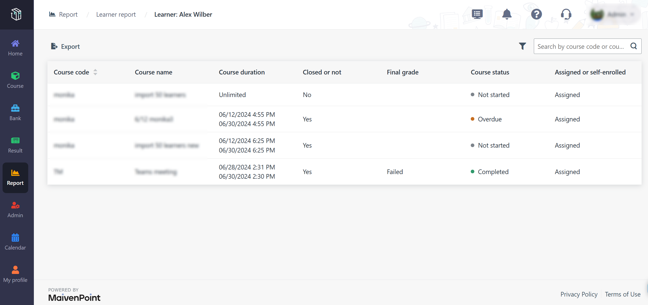 View enrolled courses.