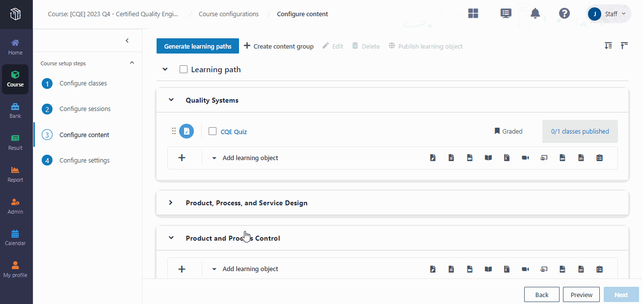 Publish the learning content.
