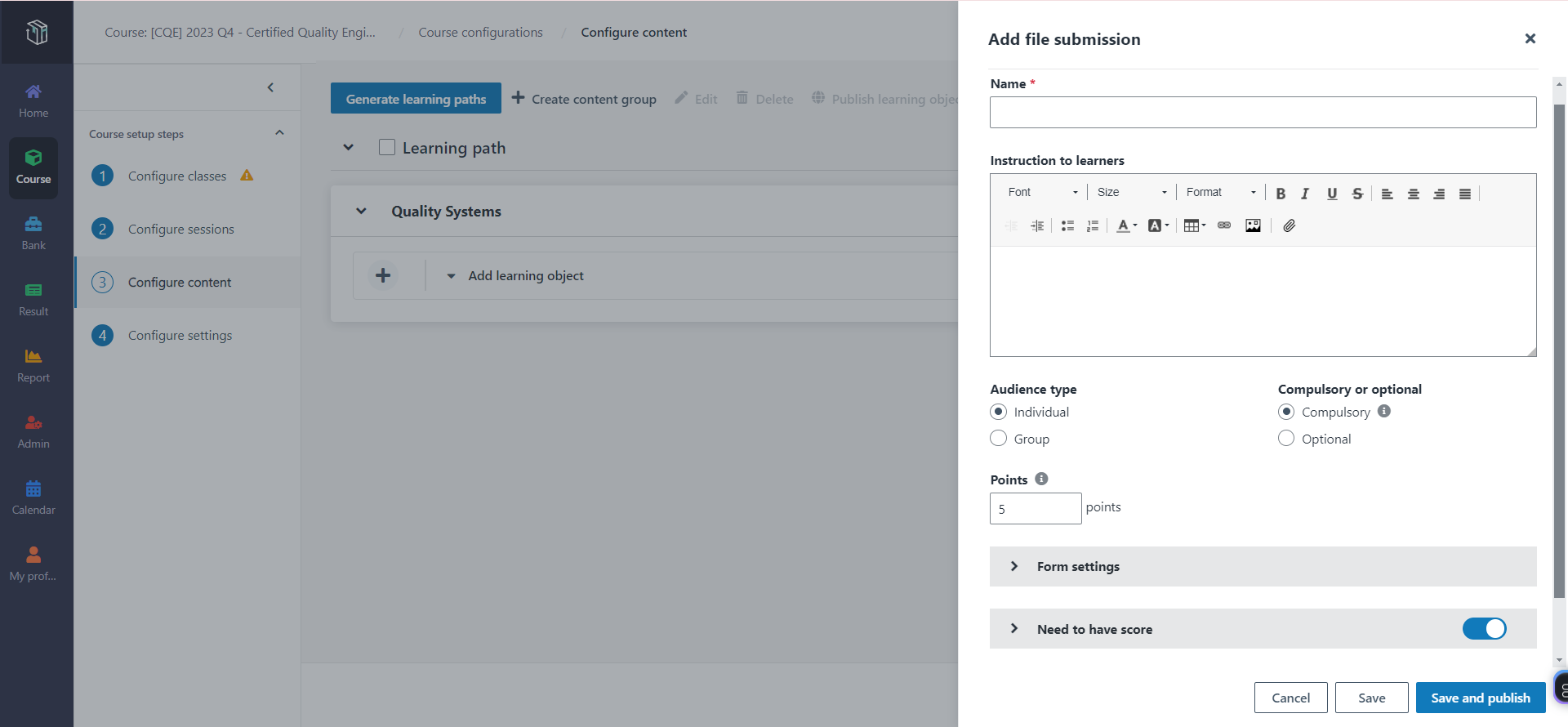 Add file submissions as learning objects.