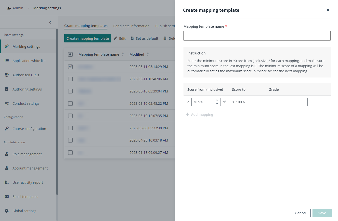 Create a mapping template.