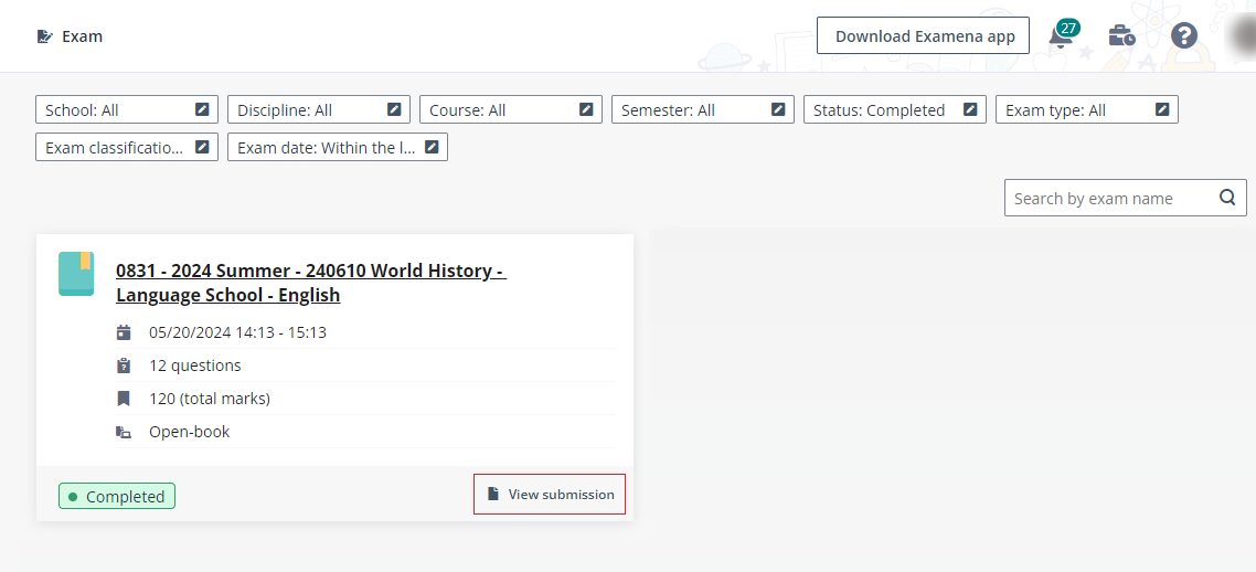 The View submission button.