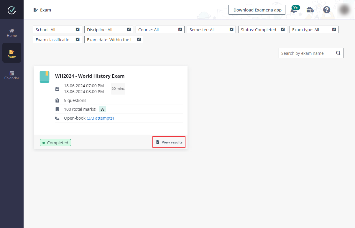 The View results button.