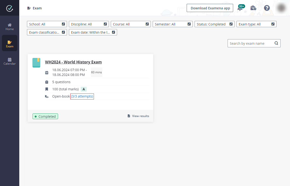 The attempt statistics.