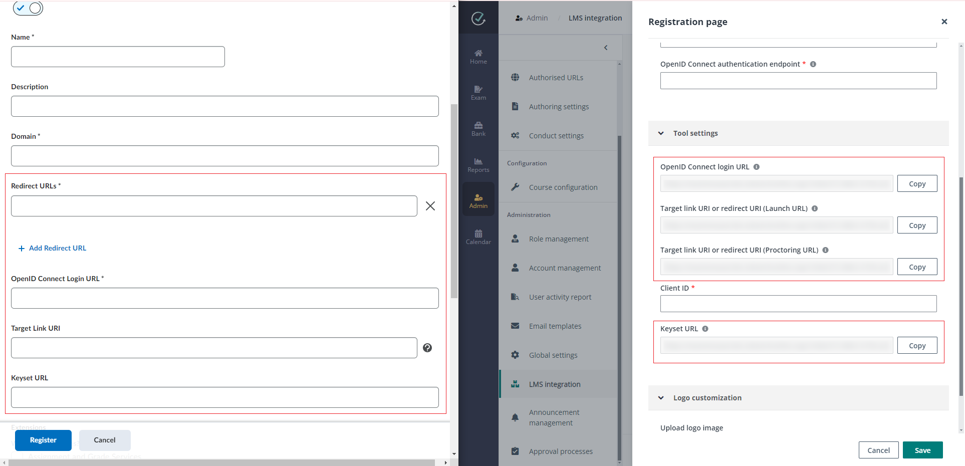 Complete the fields to register a tool.