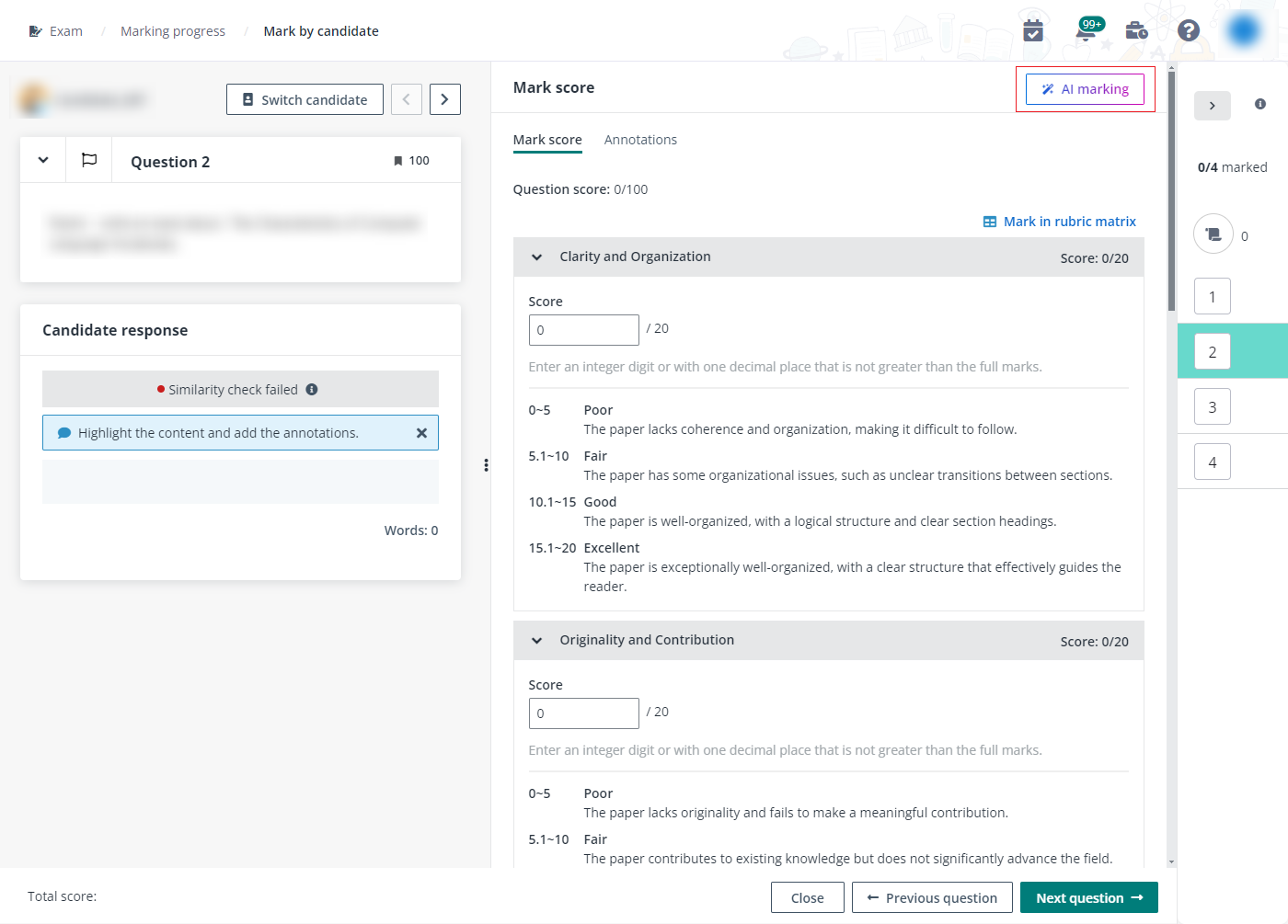 Click AI marking.