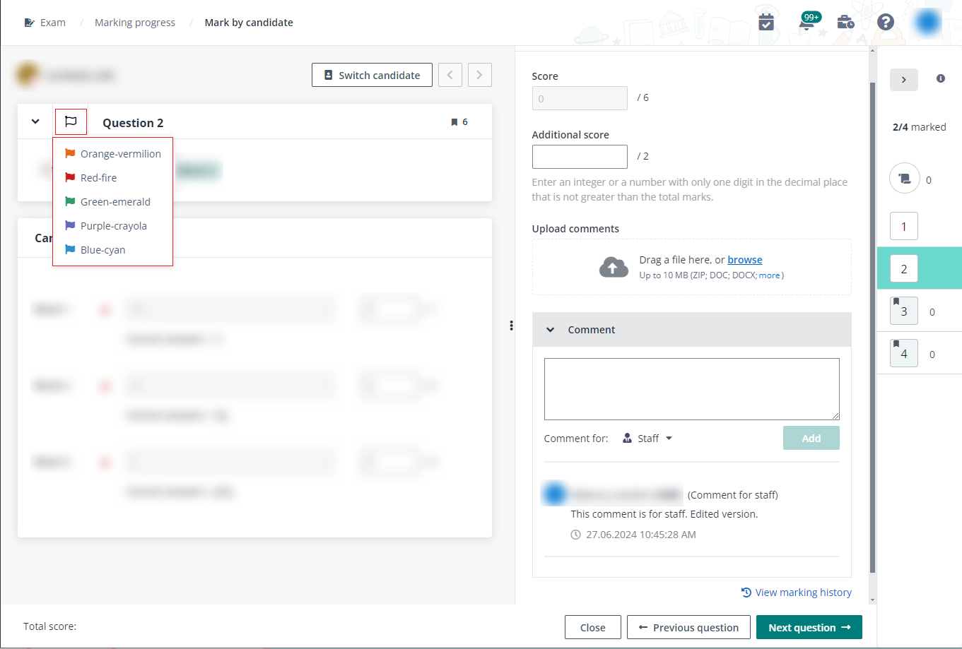 Flag a candidate response.