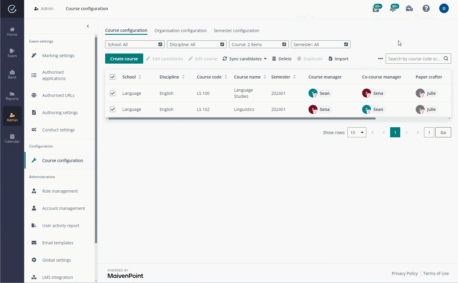 Create courses in bulk.