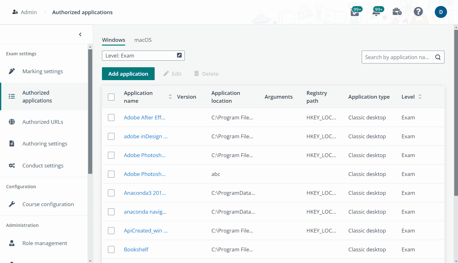 Add an authorised app for Windows.