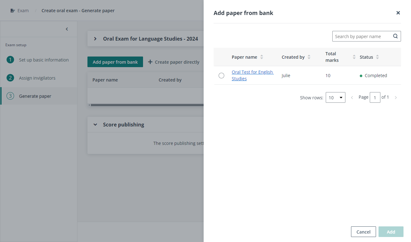 Add paper from bank.
