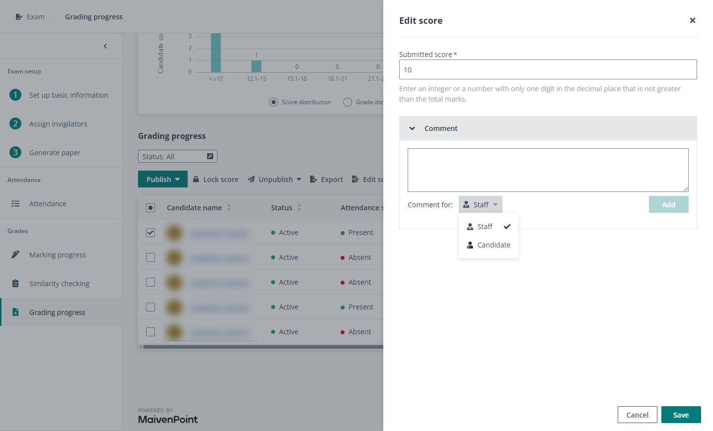 Edit score for a candidate. Edit score for a candidate.