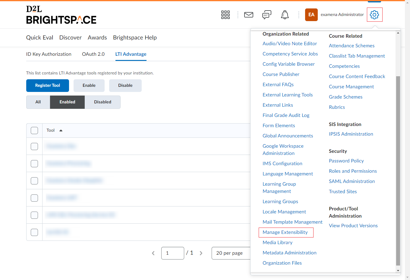 Select Manage Extensibility.