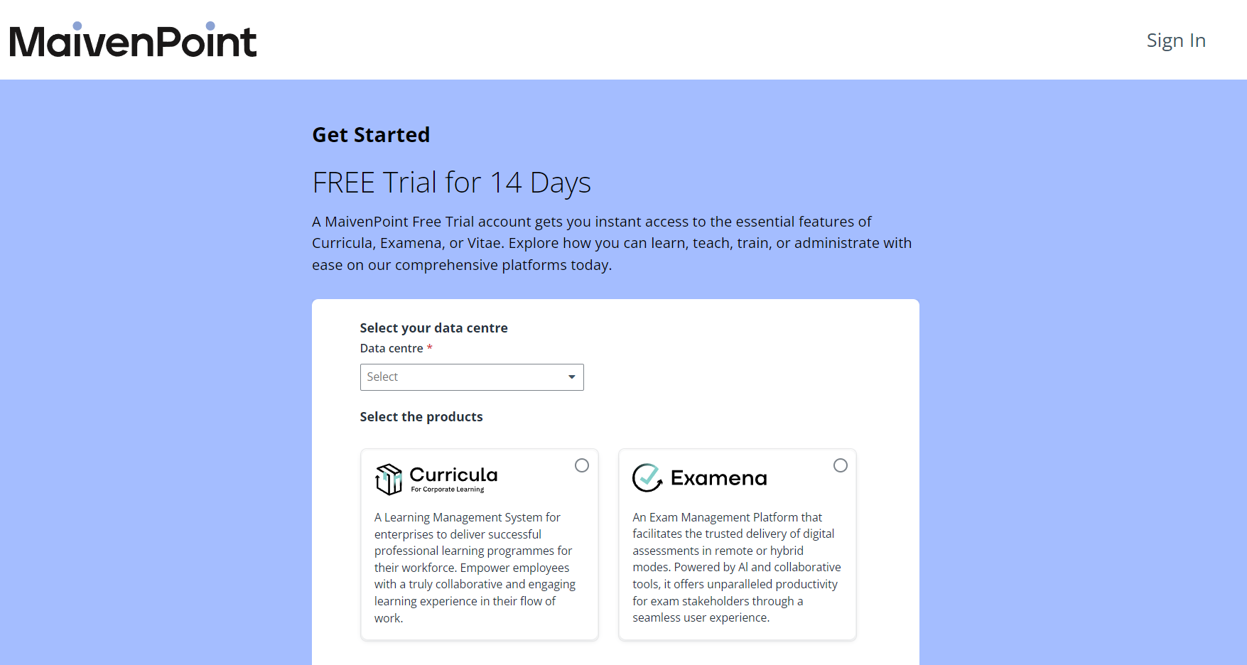 Select a data centre.