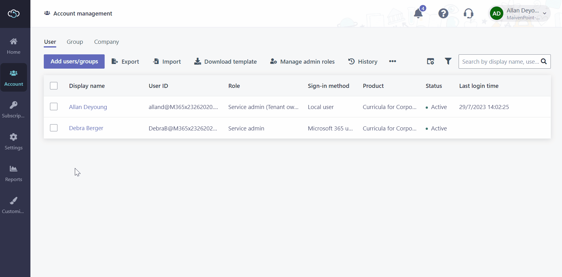 Add the Microsoft 365 users from address book.