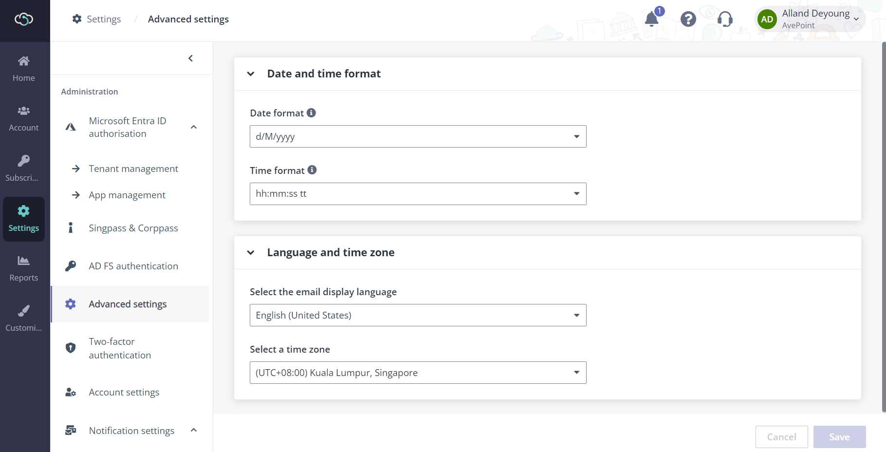 Configure Advanced settings.