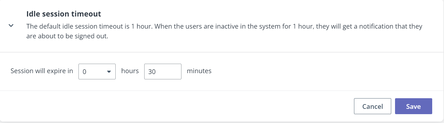 Configure the idle session timeout.