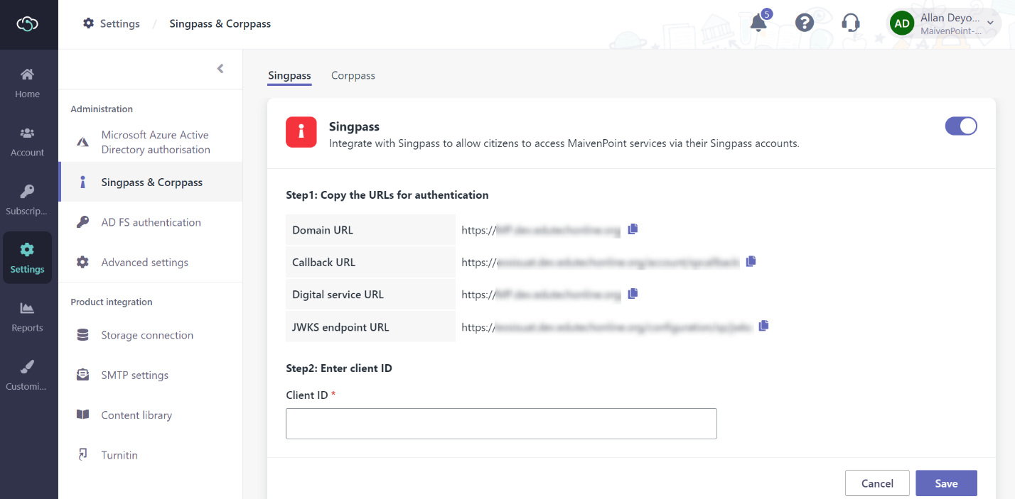 The Singpass integration.