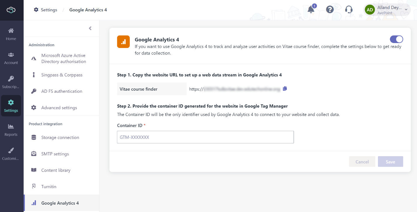The Google Analytics 4 integration.