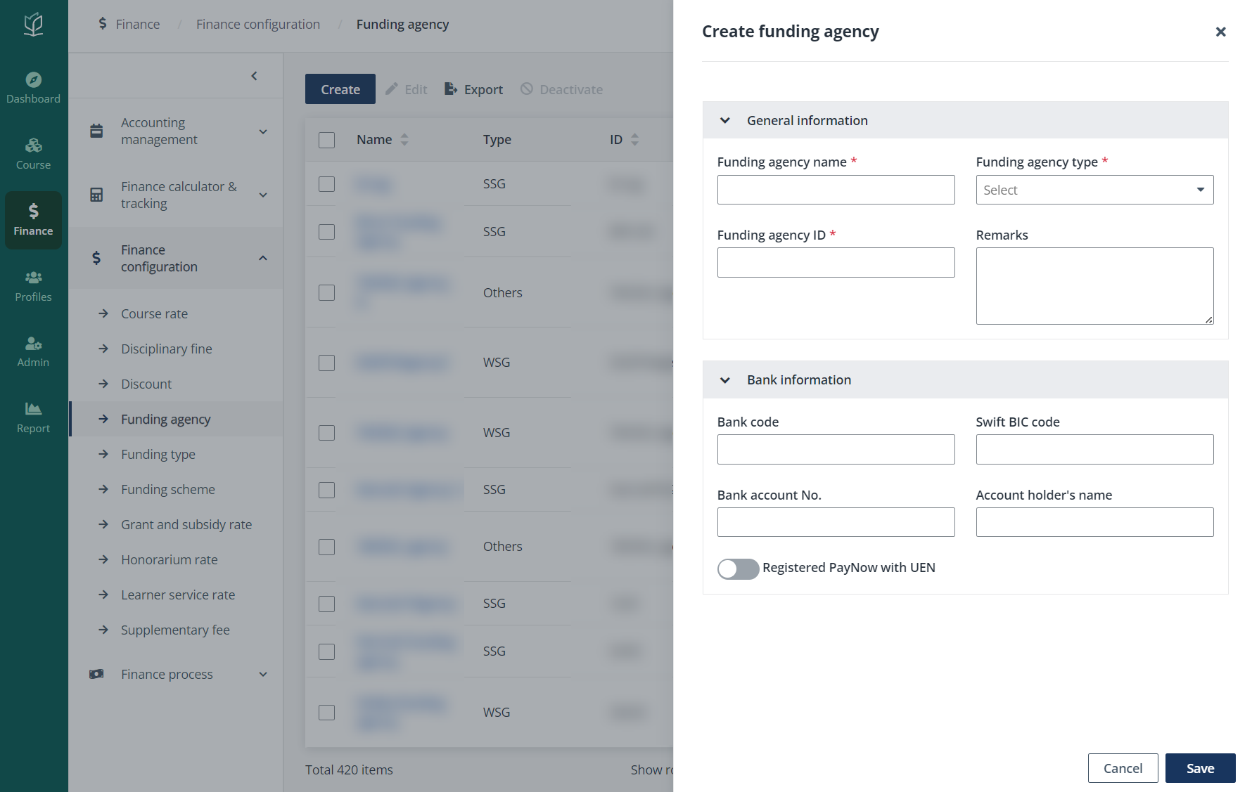 Create funding agency.