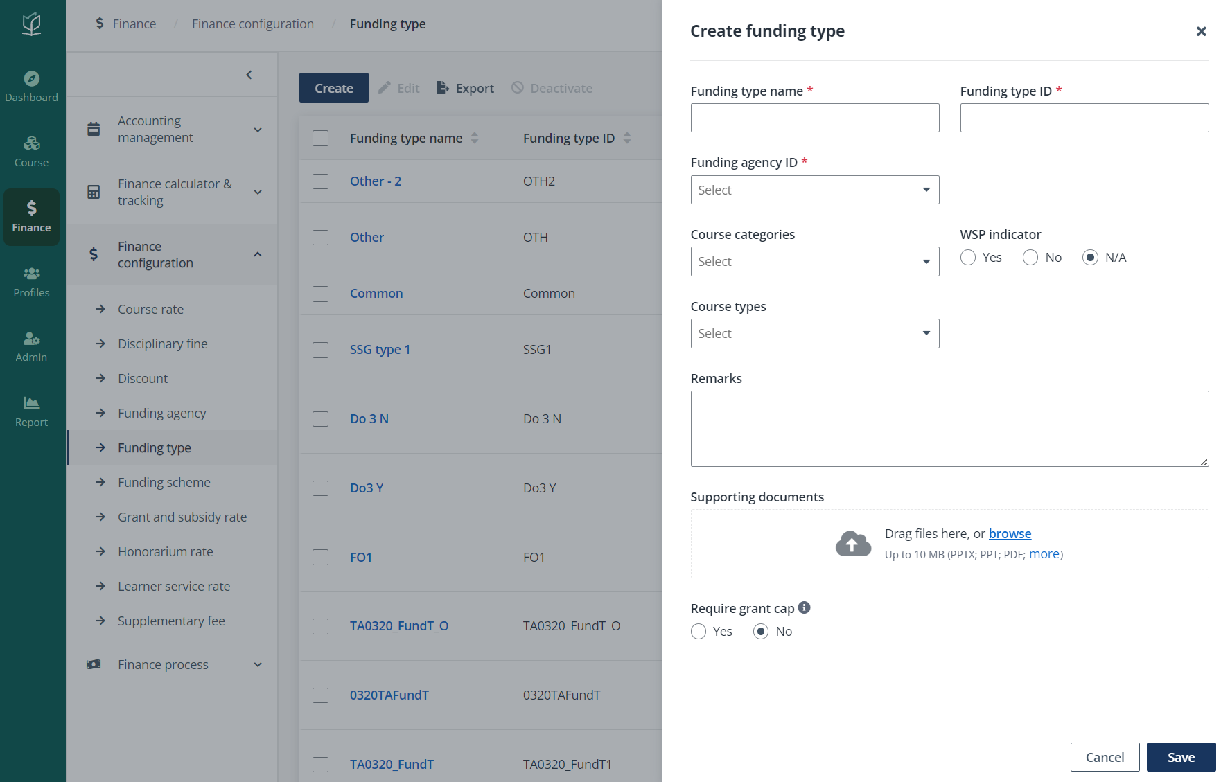 Create funding type.
