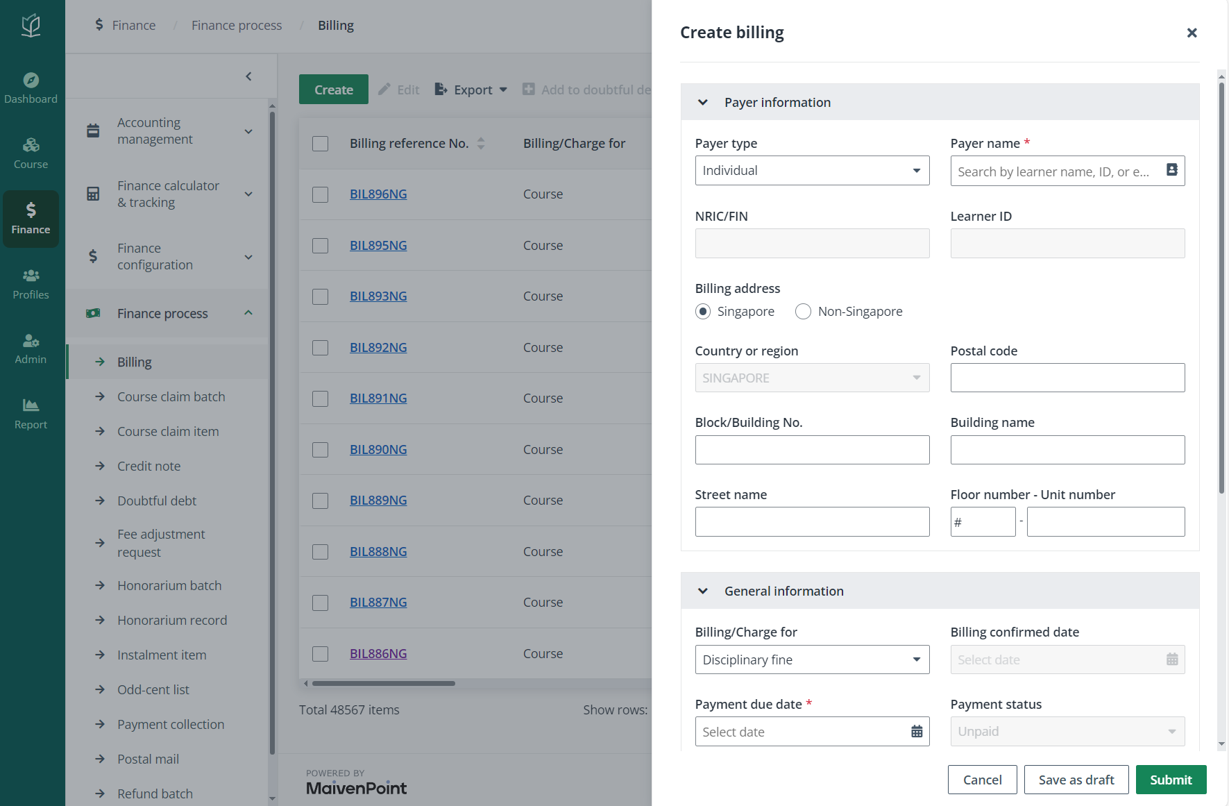 Create billing.
