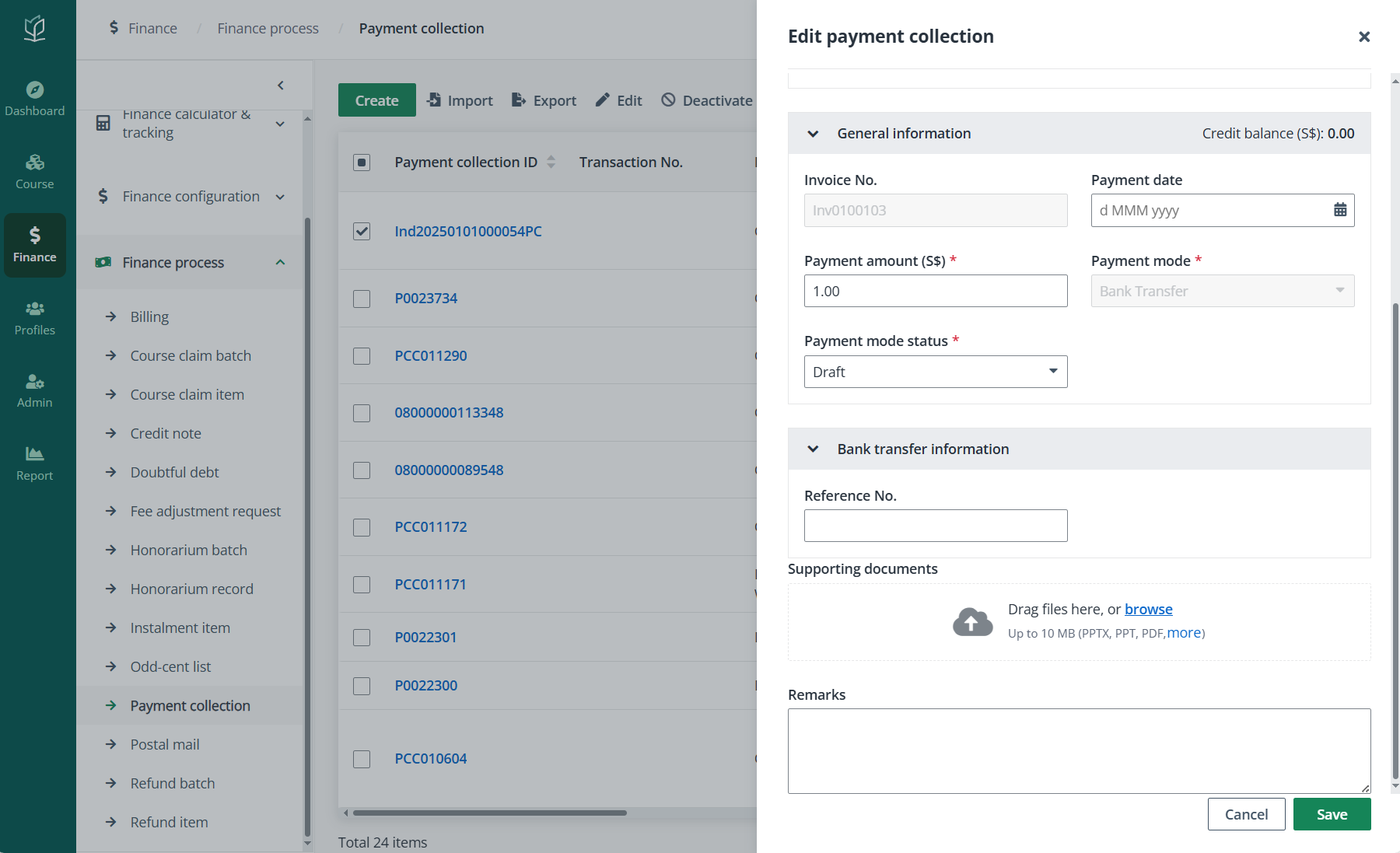 Edit payment collection.