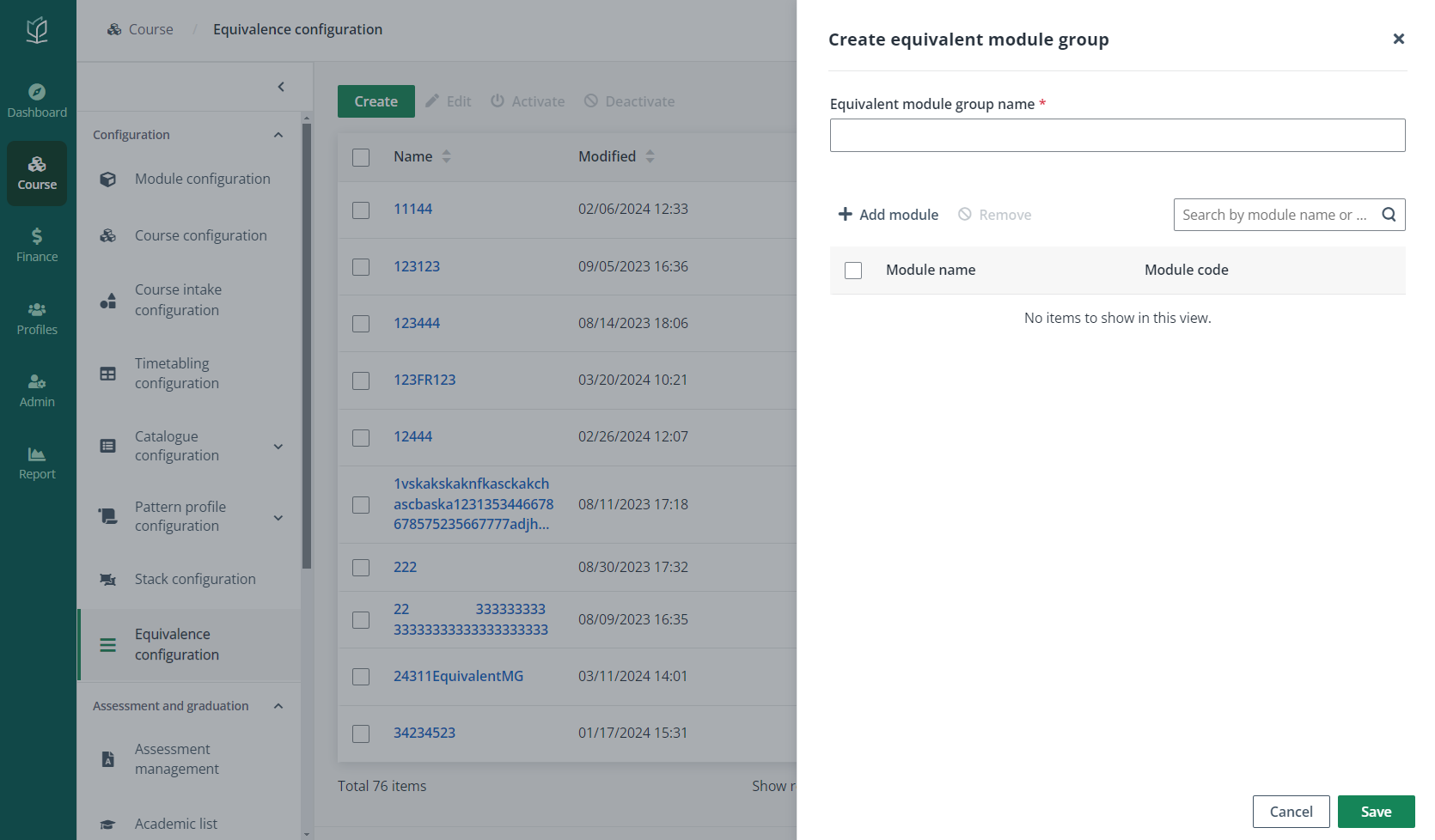 Create equivalent module group.