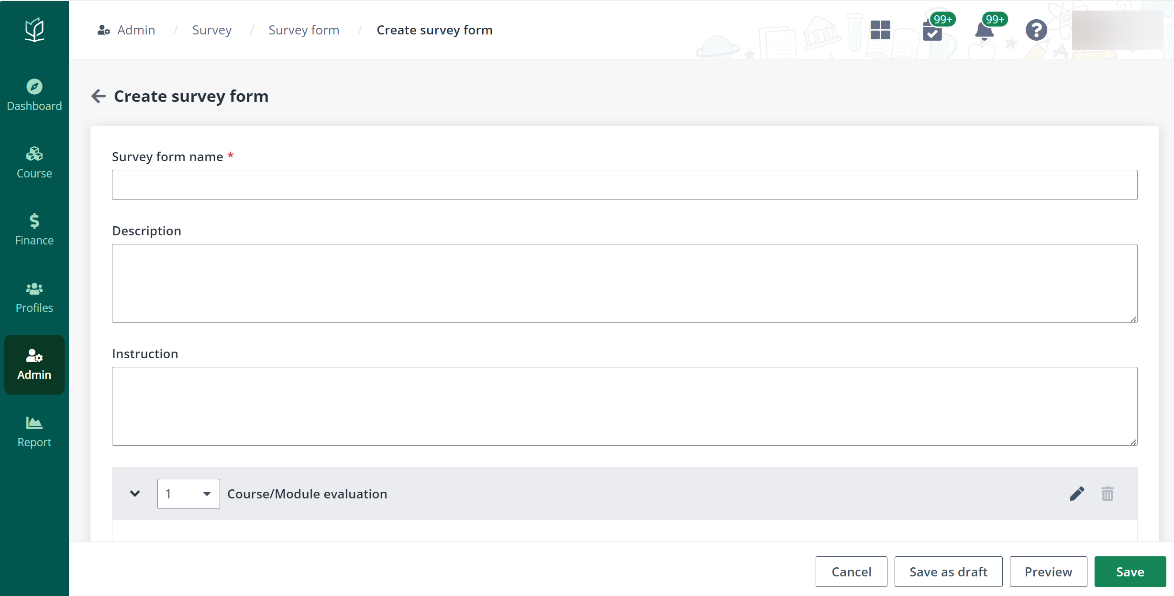 Create survey form.