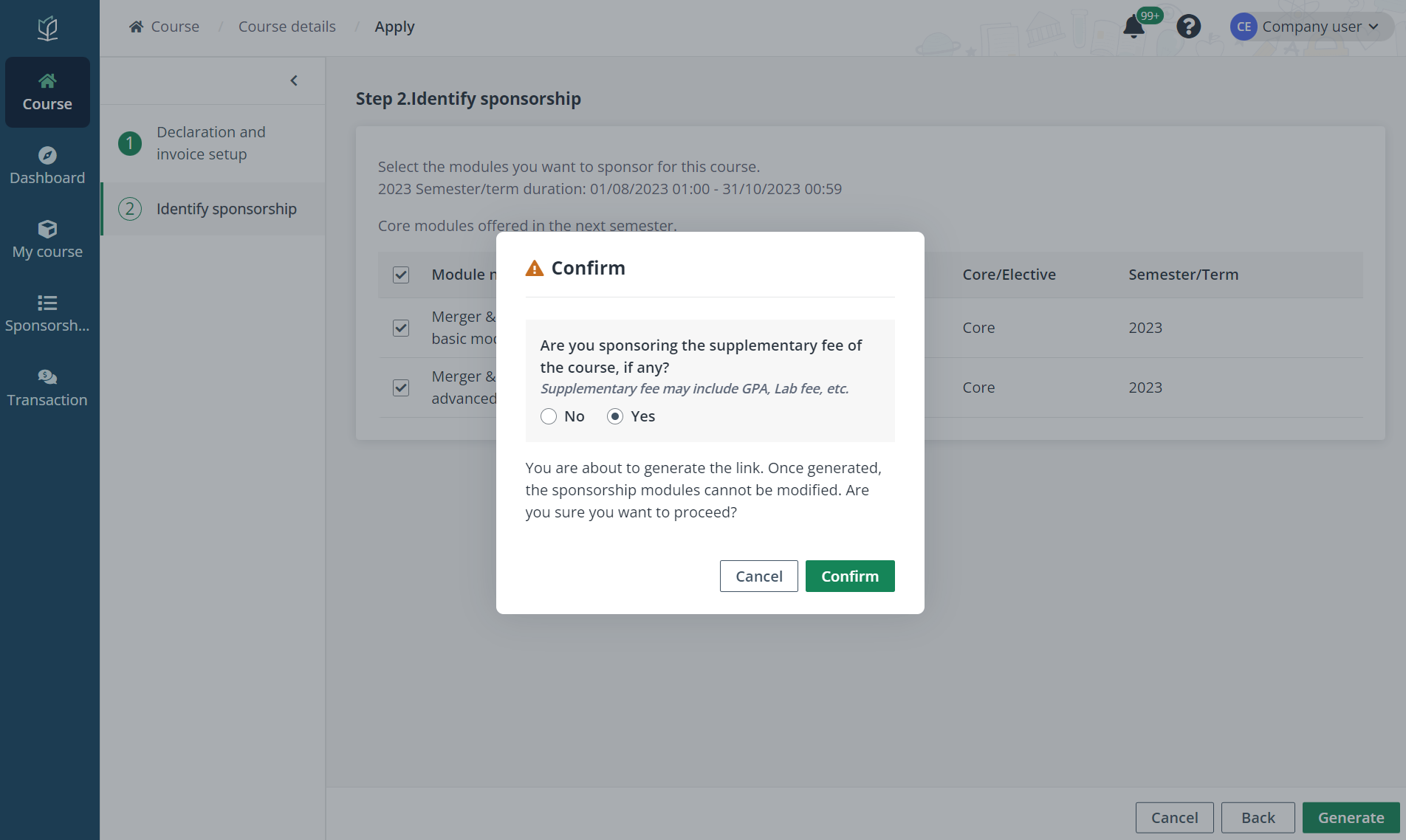 Confirm link generation.
