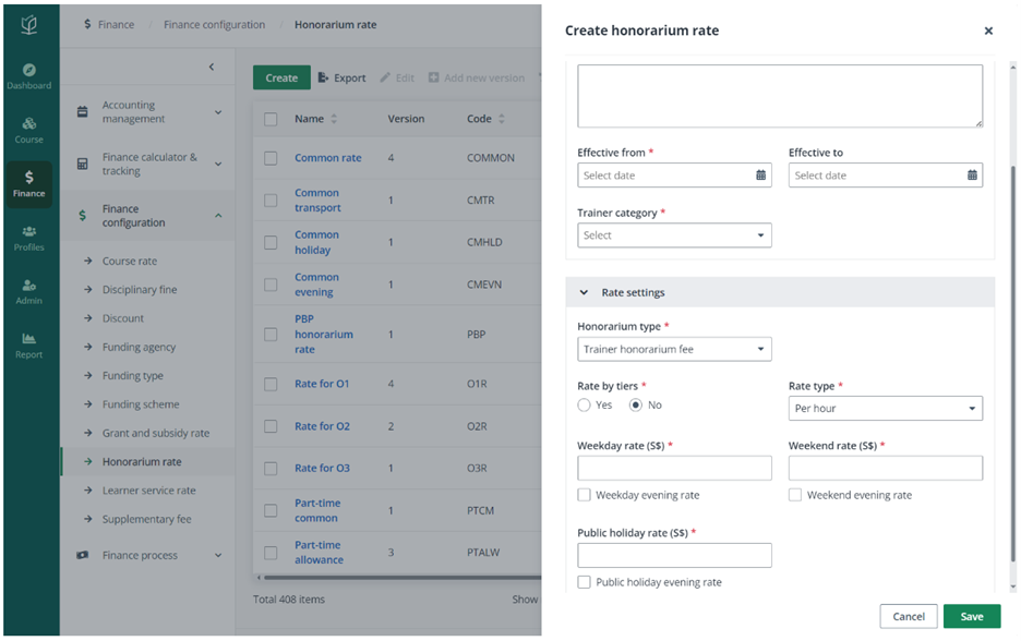 Vitae honorarium rate