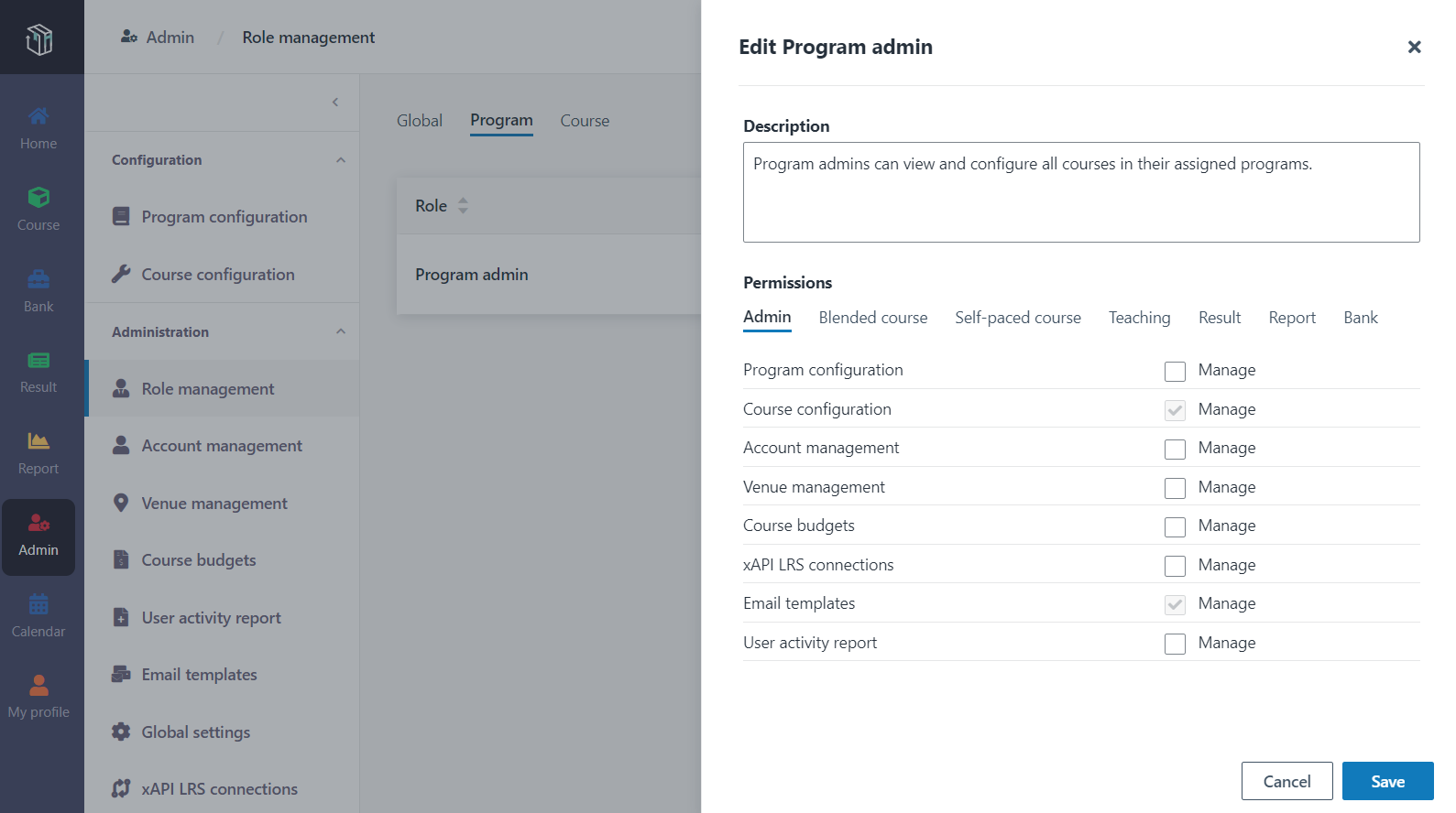 Manage role permissions.