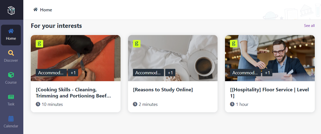The For your interests section.