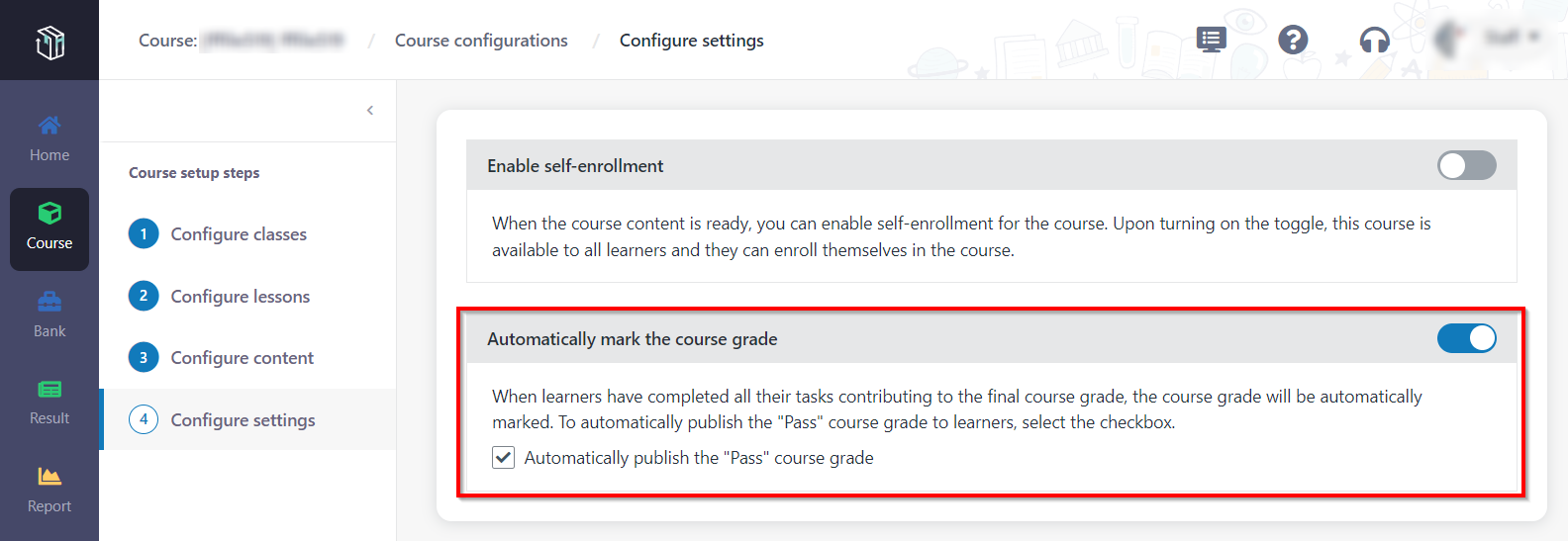 Configure settings.