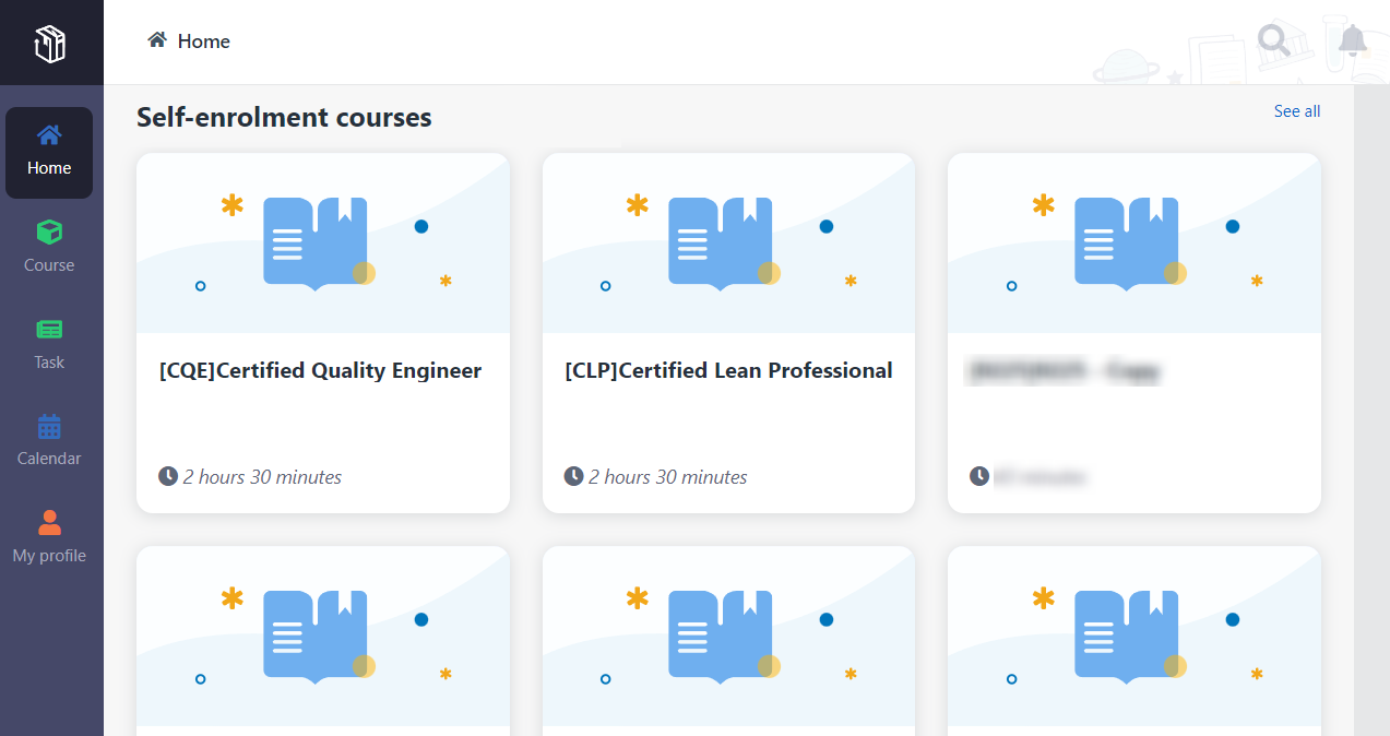 Self-enrolment courses.