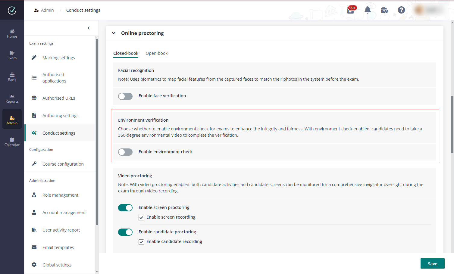 Environment verification setting.