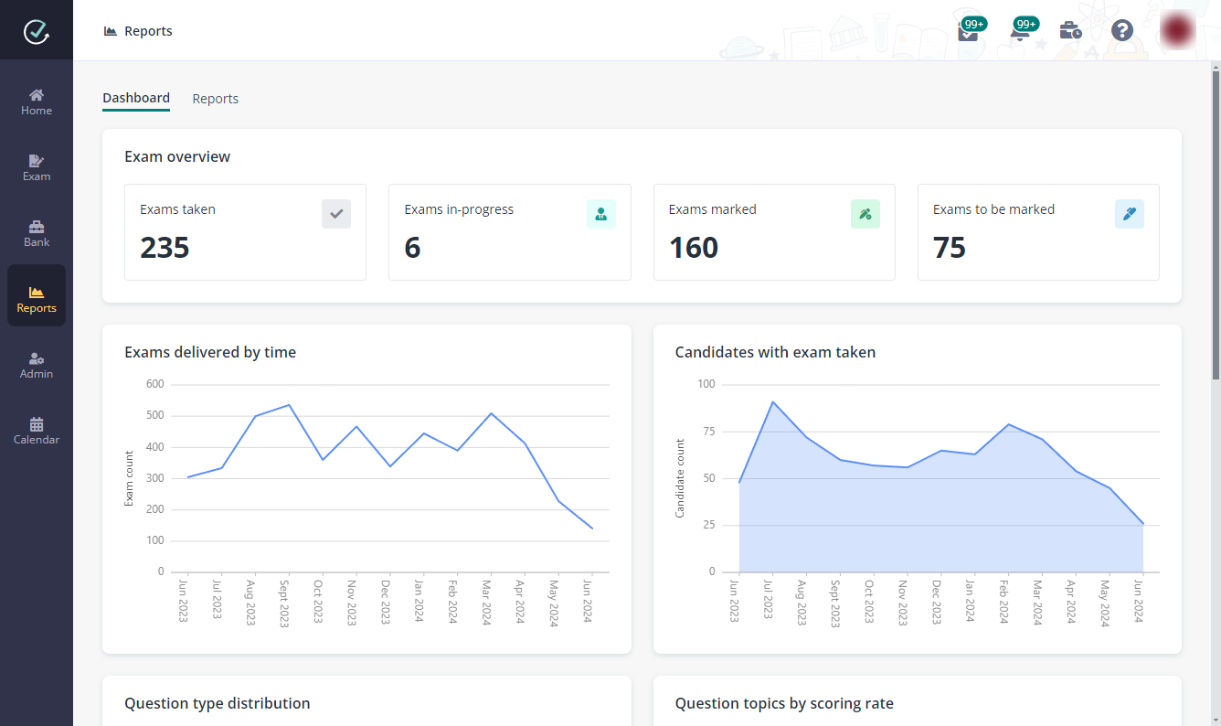 The reports dashboard page.