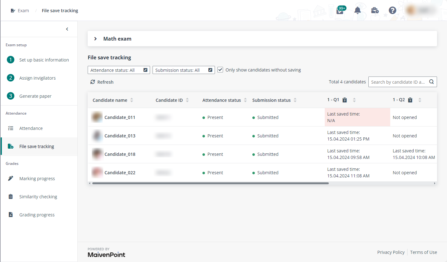 File save tracking page.