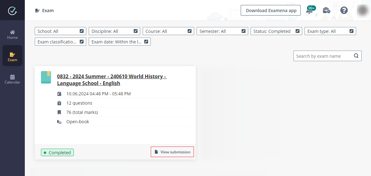 The View submission button.
