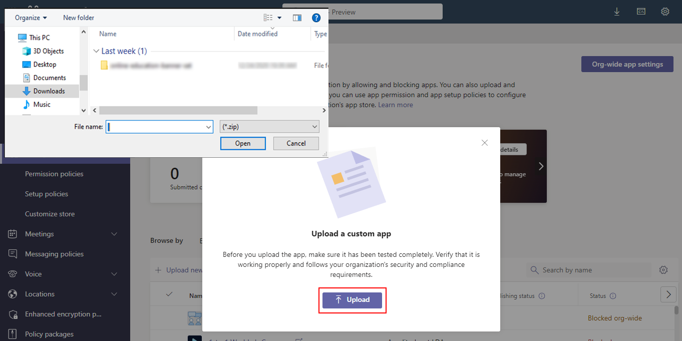 Select the app package.