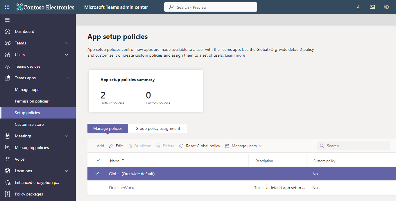 Create or edit a setup policy.