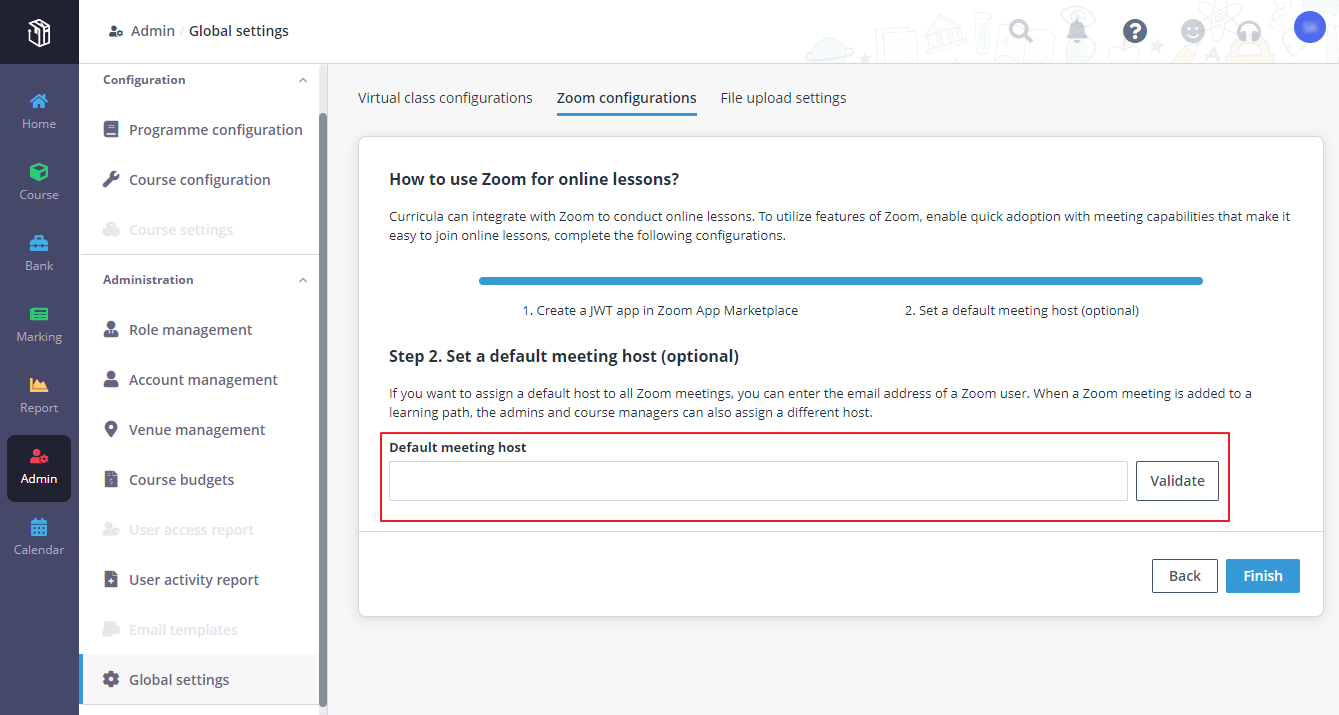 Assign a default meeting host.